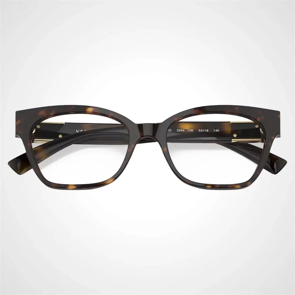 New VERSACE Eyeglasses Brown Cat Eye 53-18-140mm Gold Medusa Versace